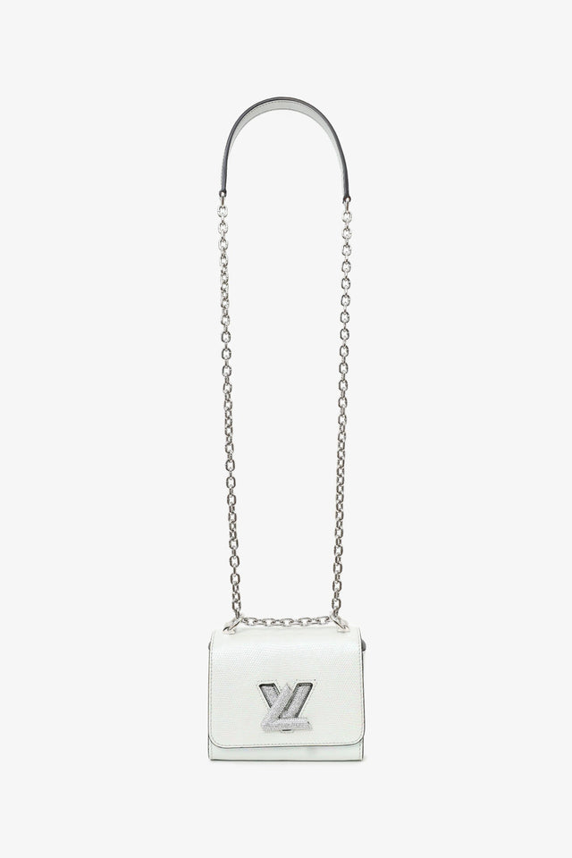 Louis Vuitton 2020 White Iridescent Karung Leather Twist Mini with Crystal Buckle