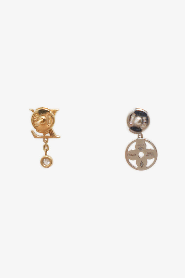 Louis Vuitton 18K White/Yellow Gold Idylle Blossom LV Logo Diamond Ear Studs