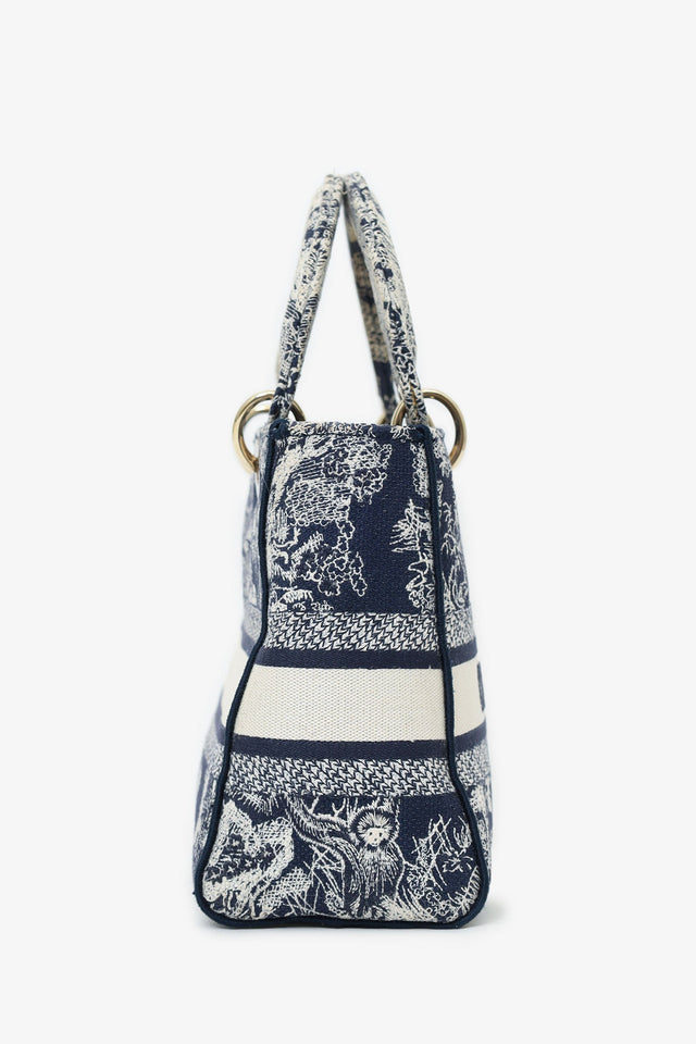 Christian Dior Black/White Toile de Jouy 'Lady D-Lite' Top Handle with Strap