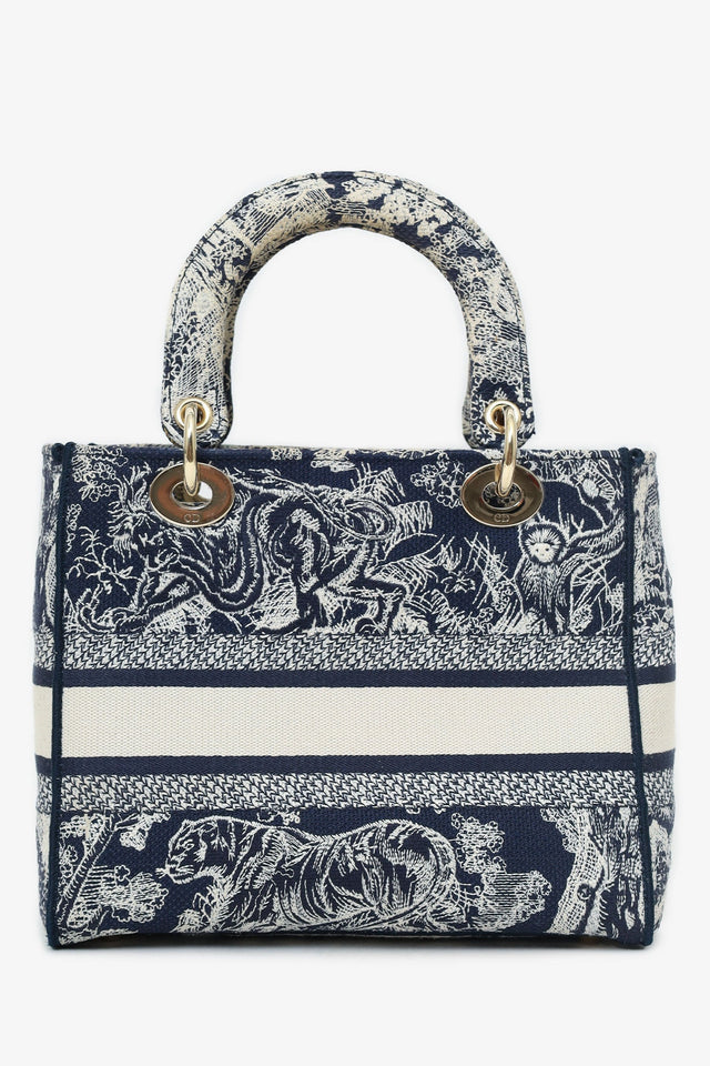 Christian Dior Black/White Toile de Jouy 'Lady D-Lite' Top Handle with Strap