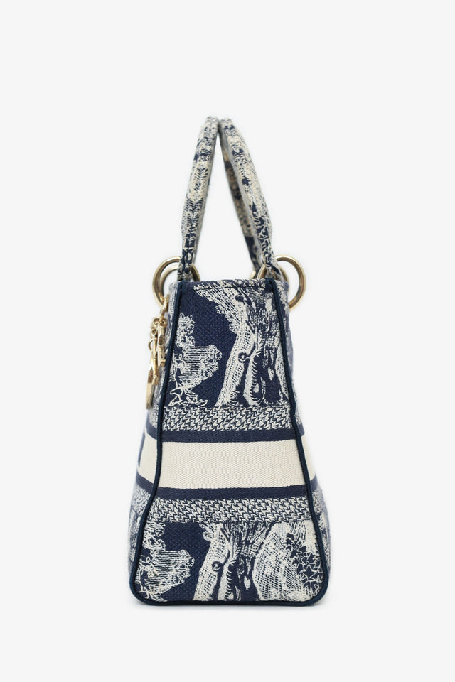 Christian Dior Black/White Toile de Jouy 'Lady D-Lite' Top Handle with Strap
