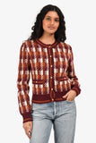 Prada 2024 Red/Brown Wool Plaid Sweater Size 38