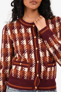 Prada 2024 Red/Brown Wool Plaid Sweater Size 38