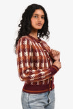 Prada 2024 Red/Brown Wool Plaid Sweater Size 38
