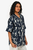 Louis Vuitton 2020 Blue Denim/White LV Leaf Printed Baseball Shirt Size M Mens