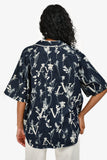 Louis Vuitton 2020 Blue Denim/White LV Leaf Printed Baseball Shirt Size M Mens