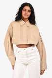 Prada 2023 Beige Cotton Poplin Cropped Jacket Size 38