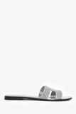 Hermes Silver Glitter Oran Sandals Size 40.5