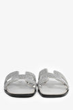 Hermes Silver Glitter Oran Sandals Size 40.5