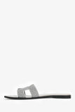 Hermes Silver Glitter Oran Sandals Size 40.5