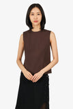 Hermes Vintage Brown Cotton Sleeveless Top Size 34