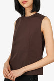 Hermes Vintage Brown Cotton Sleeveless Top Size 34