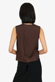 Hermes Vintage Brown Cotton Sleeveless Top Size 34