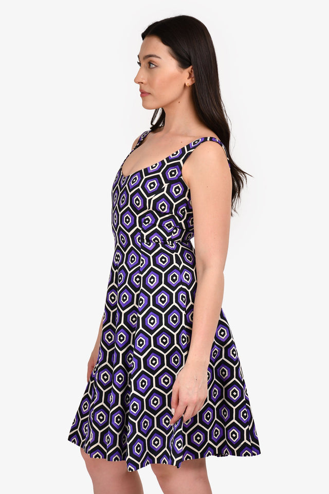 Prada 2012 Purple/Black Geometric Sundress Size 36
