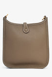 Hermes 2023 Etoupe Clemence Leather Evelyne 16 TPM Crossbody with Navy Blue Strap