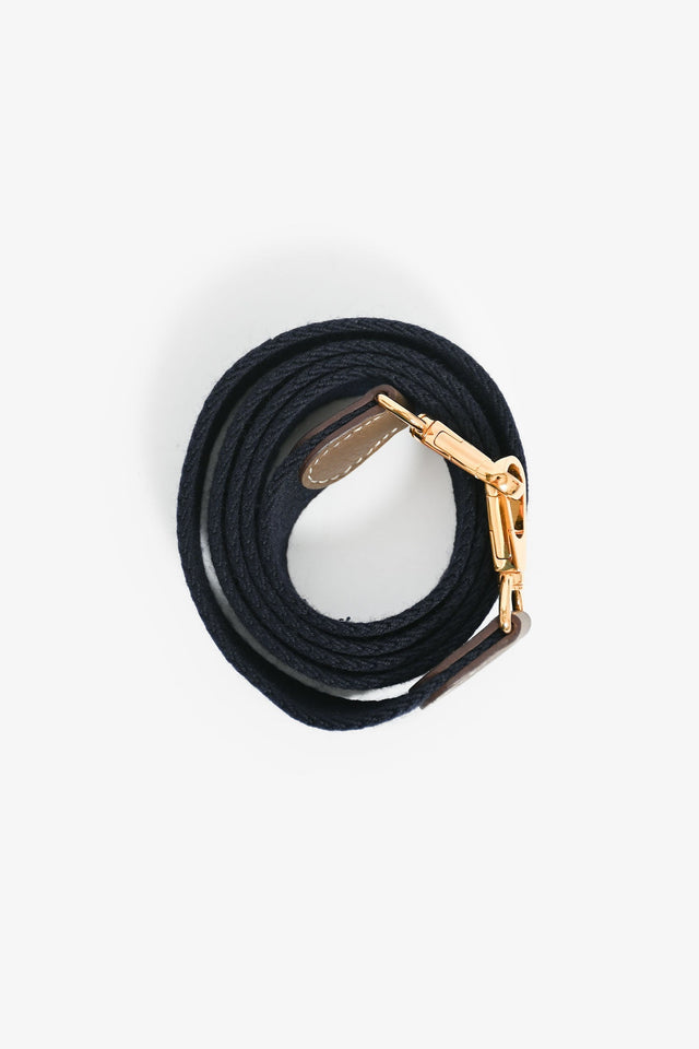 Hermes 2023 Etoupe Clemence Leather Evelyne 16 TPM Crossbody with Navy Blue Strap