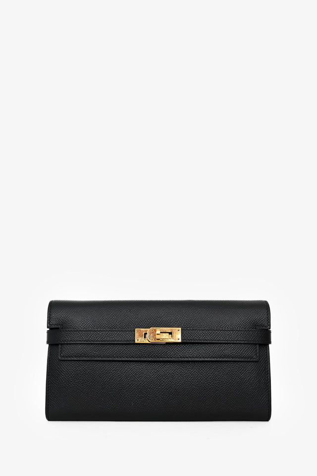 Hermes 2012 Black Epsom Leather Kelly Wallet