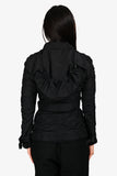 Burberry London Black Ruched Hooded Jacket Size 2 US
