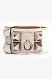 Hermes 2014 White Epsom Leather Collier De Chien Bracelet PHW