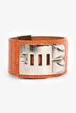 Hermes 2014 Orange Alligator Leather Collier De Chien Bracelet PHW
