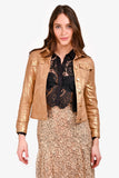 Louis Vuitton Gold Metallic Denim Jacket Size 34