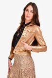 Louis Vuitton Gold Metallic Denim Jacket Size 34