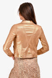 Louis Vuitton Gold Metallic Denim Jacket Size 34