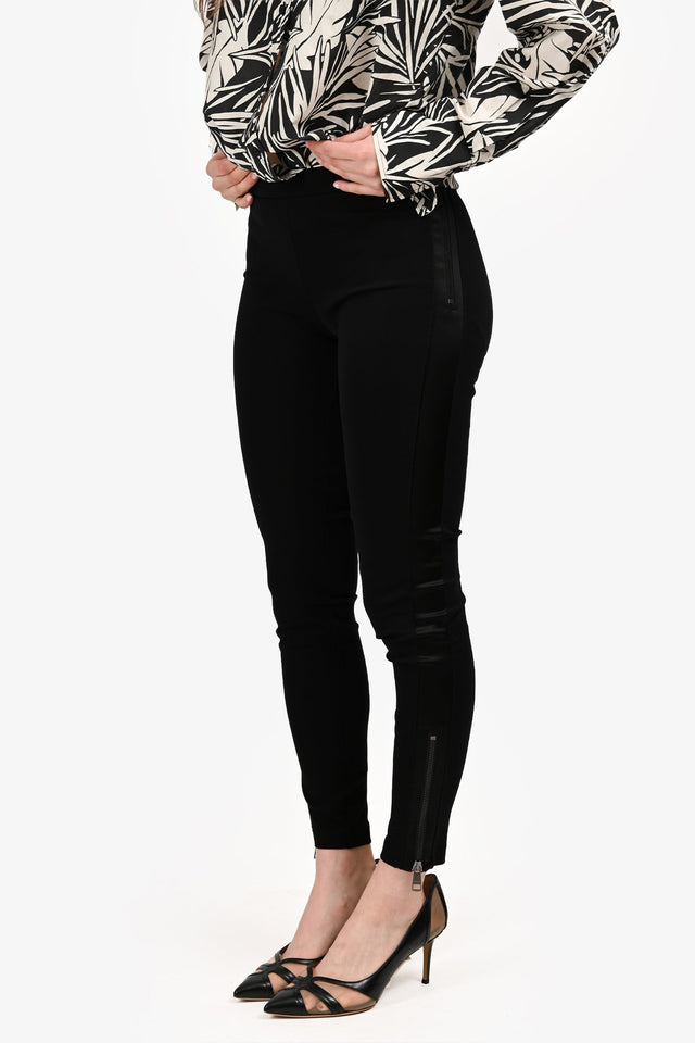 Burberry London Black Satin Side Panel Leggings Size 2