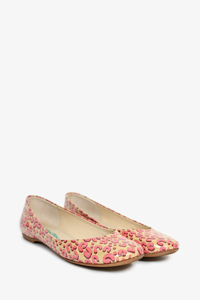 Louis Vuitton Cream/Pink Printed Ballet Flats Size 37