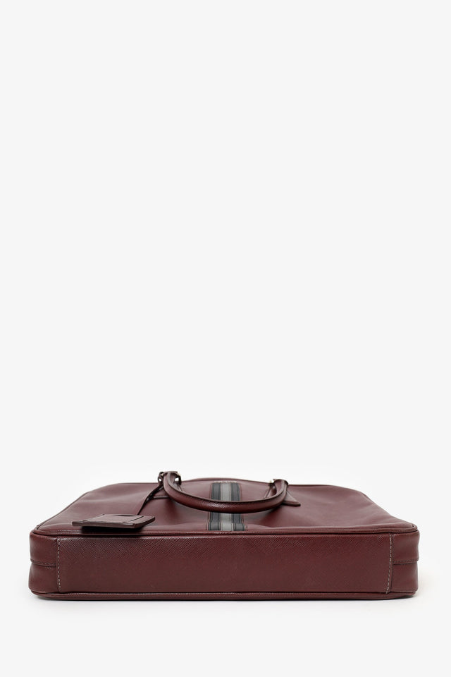 Prada Red Saffiano Leather Lux Briefcase with Strap