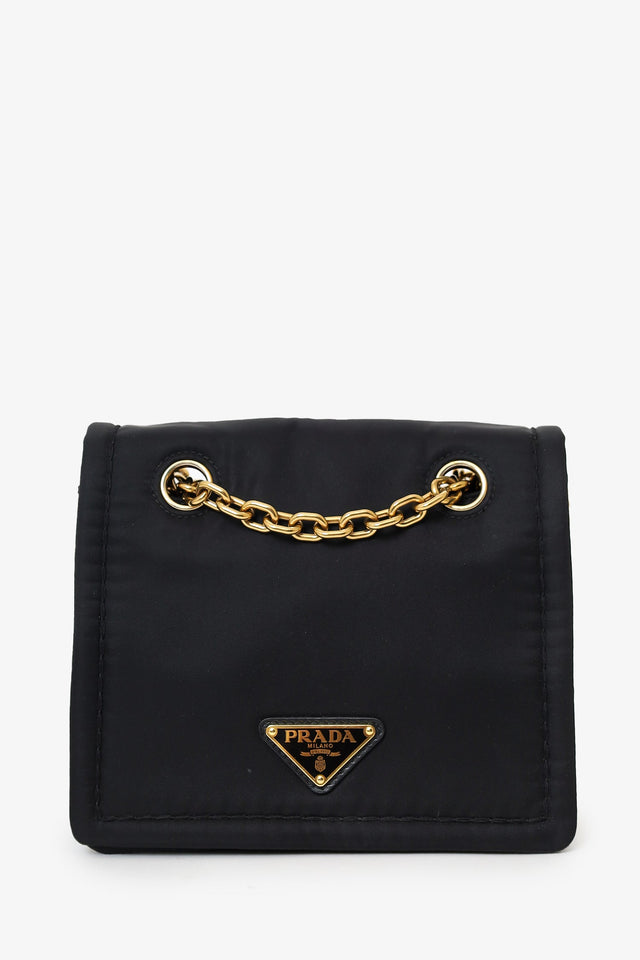Prada Black Nylon Chain Shoulder Bag