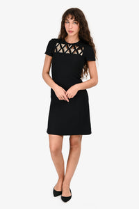 Louis Vuitton Black/Gold Metal Plaque Short Sleeves Shift Dress Size 34