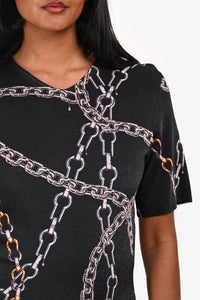 Louis Vuitton Black Chain Graphic Midi Dress Size XS