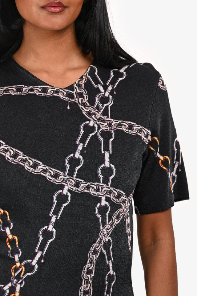 Louis Vuitton Black Chain Graphic Midi Dress Size XS