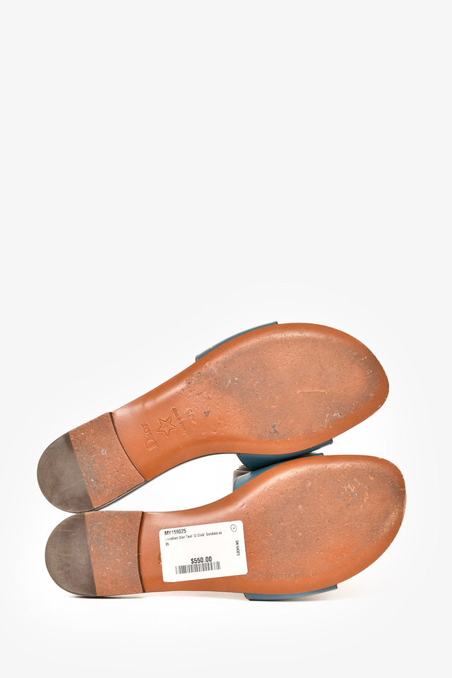 Christian Dior Teal 'D Club' Sandals Size 35