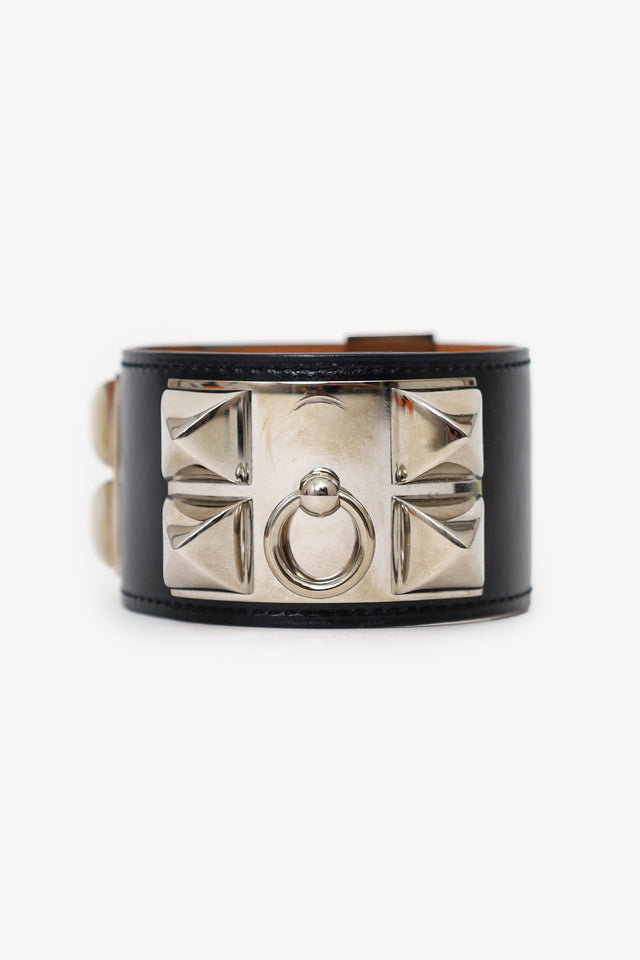 Hermes Black Leather Collier de Chien Bracelet
