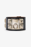 Hermes Black Leather Collier de Chien Bracelet