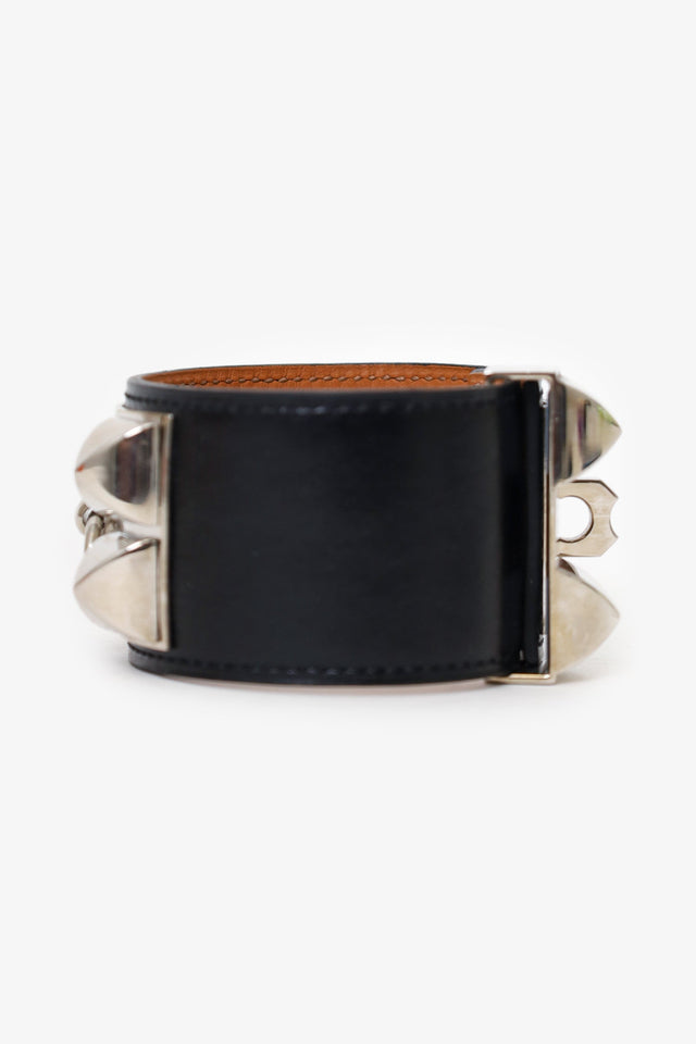 Hermes Black Leather Collier de Chien Bracelet