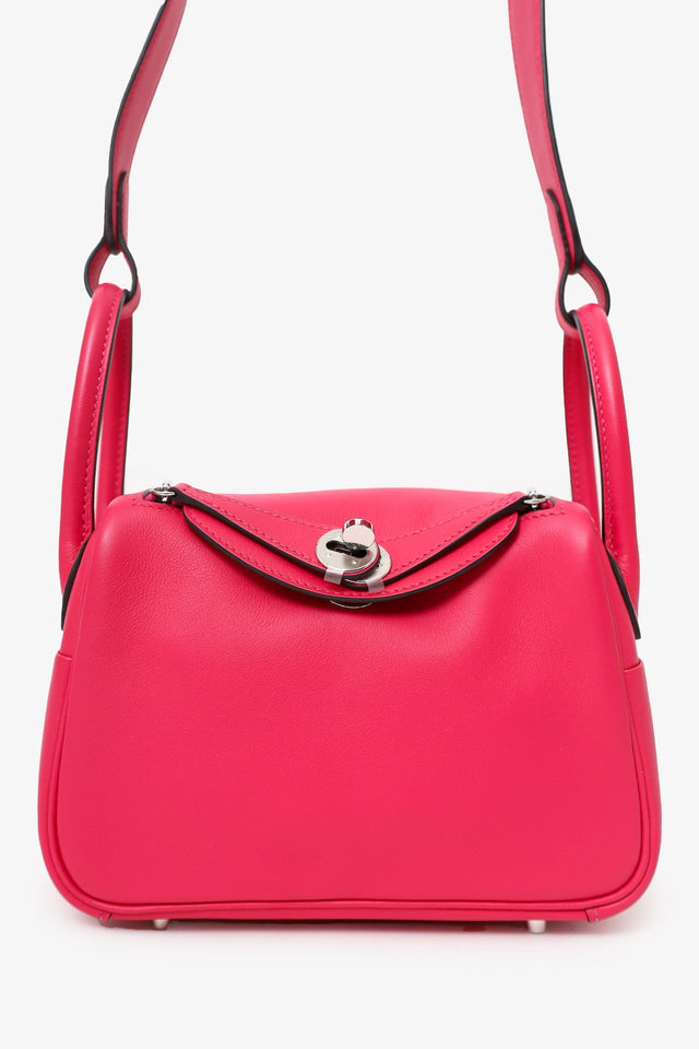 Hermes 2021 Rose Mexico/Rouge Piment Swift Leather Mini Lindy