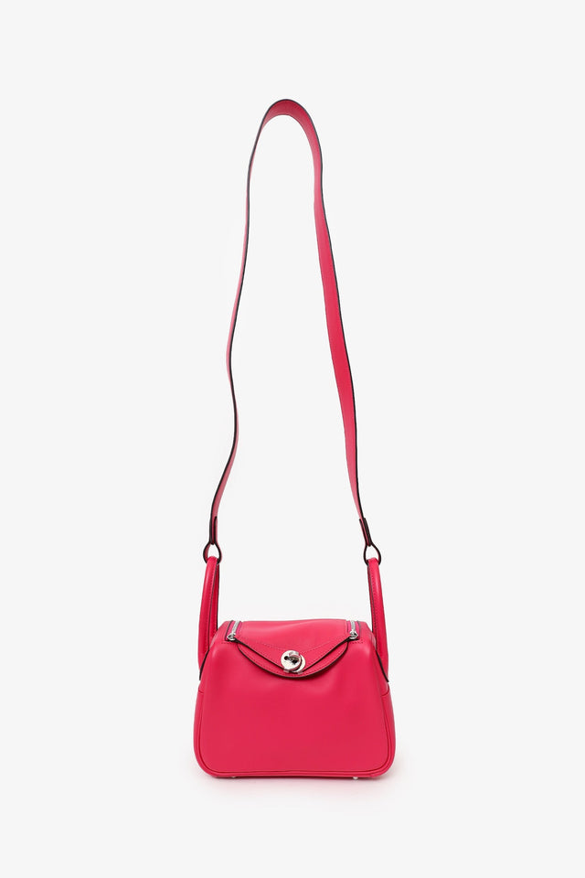 Hermes 2021 Rose Mexico/Rouge Piment Swift Leather Mini Lindy