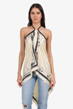 Hermes Cream/Black Silk Halter Neck Tunic Size 38