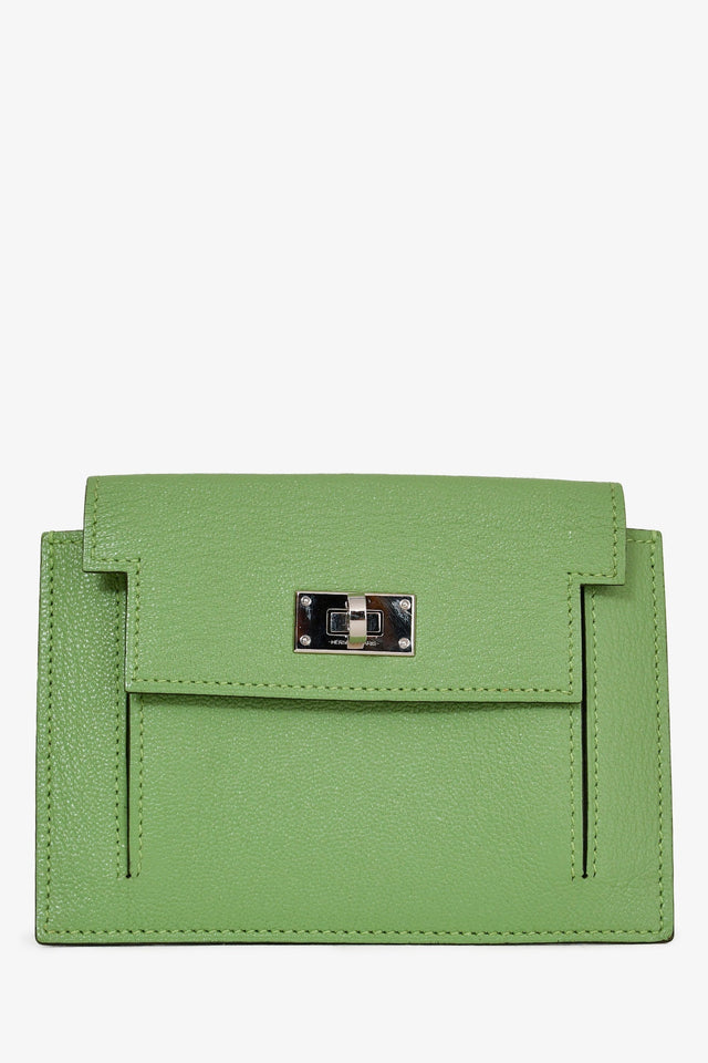Hermes 2020 Locust Vert Chevre Leather Kelly Pocket Compact Wallet