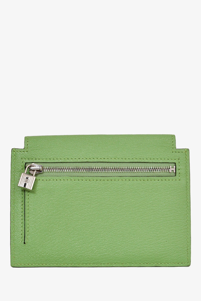 Hermes 2020 Locust Vert Chevre Leather Kelly Pocket Compact Wallet