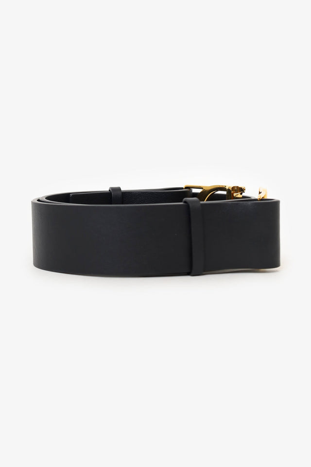 Christian Dior Black Leather 30 Montaigne CD-Buckle Belt
