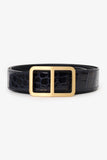 Hermes Navy Shiny Crocodile Porosus Leather Officer Buckle Belt