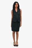 Louis Vuitton Black Eyelet Lace Vest Size 34 + Midi Skirt Size 36 Set