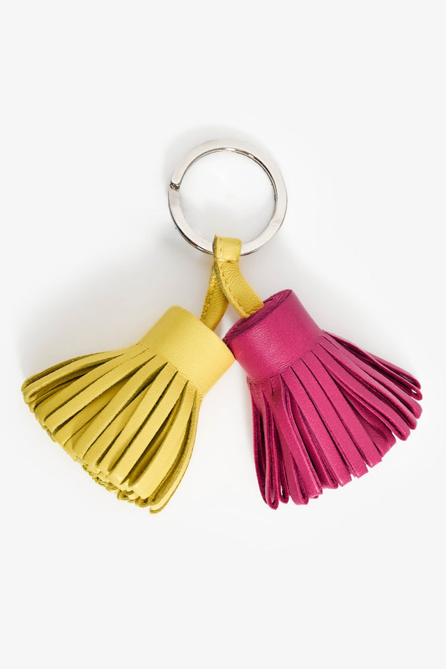 Hermes Purple/Lime Green Lambskin Leather Bicolour Carmen Uno-Dos Key Ring