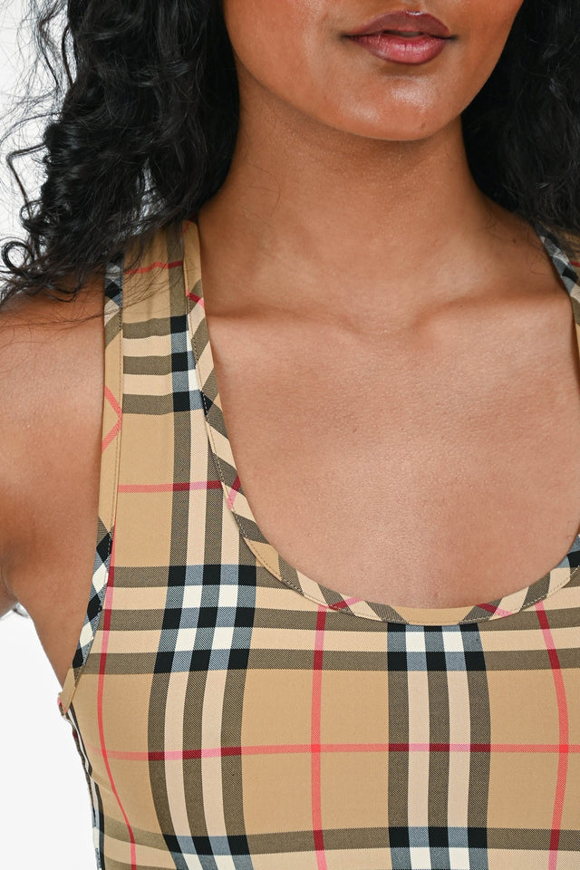 Burberry Brown Tartan Printed Sport Bar Size XS