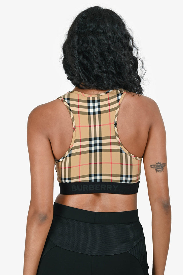 Burberry Brown Tartan Printed Sport Bar Size XS