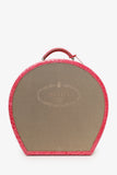 Prada Beige Canvas Pink Crocodile Trim Hat Box